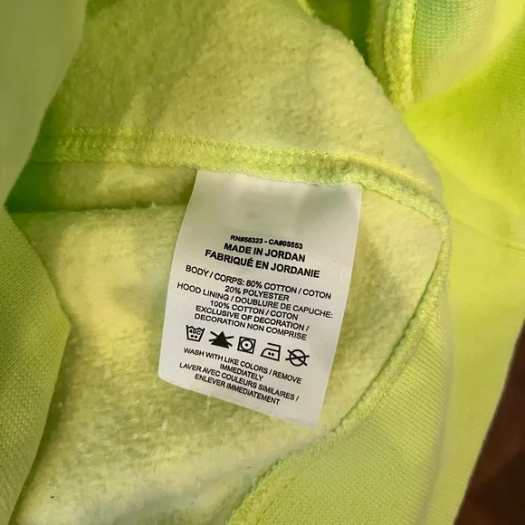 Nike Hoodie Medium Lemon Citrus Neon Yellow Green Pullover Sweatshirt - Picture 6 of 6
